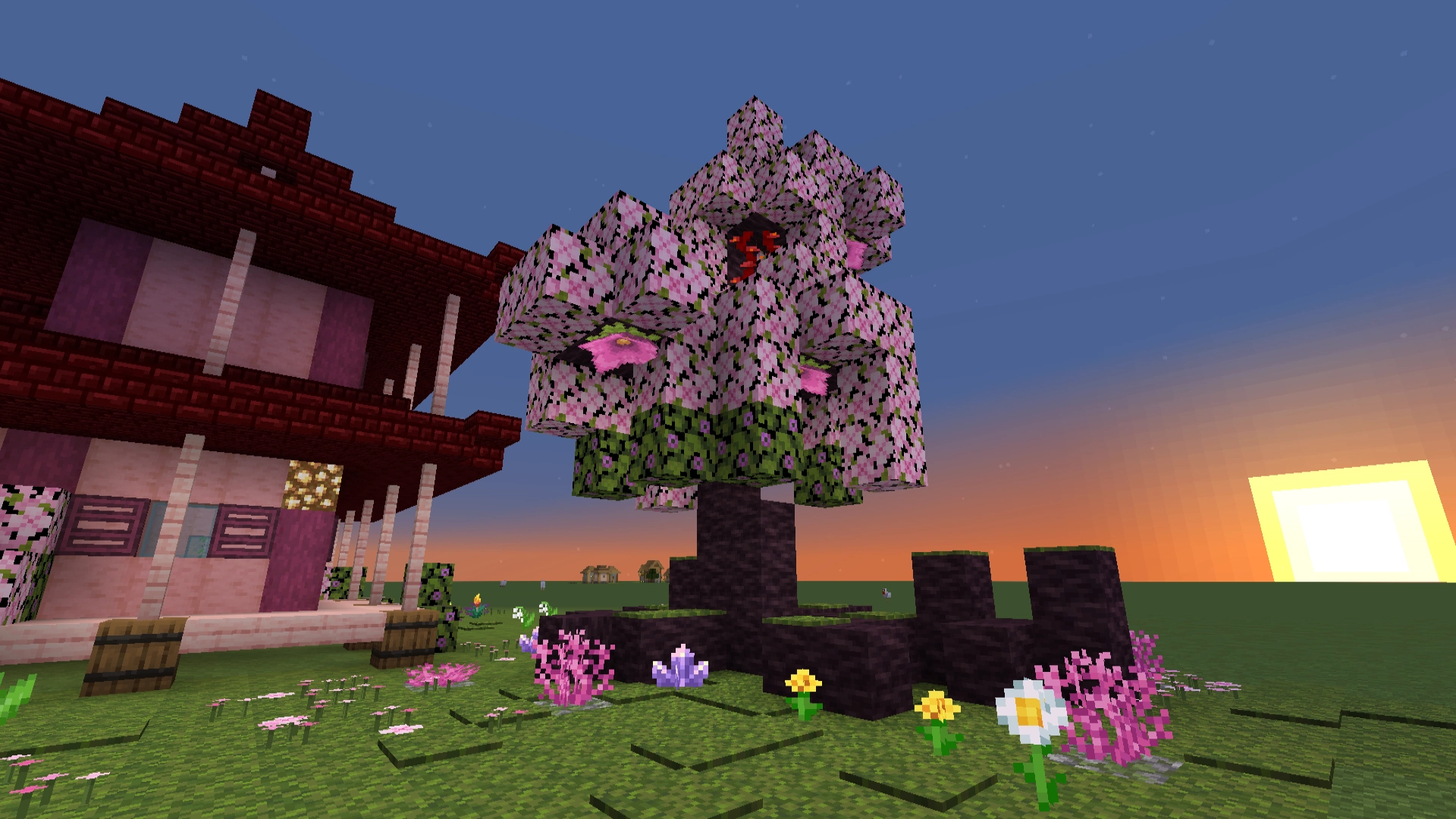 maison asiatique avec arbre de cerisier/asian house with cherry tree – additional image